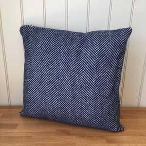 Tweedmill Fishbone Cushion Navy Pure New Wool