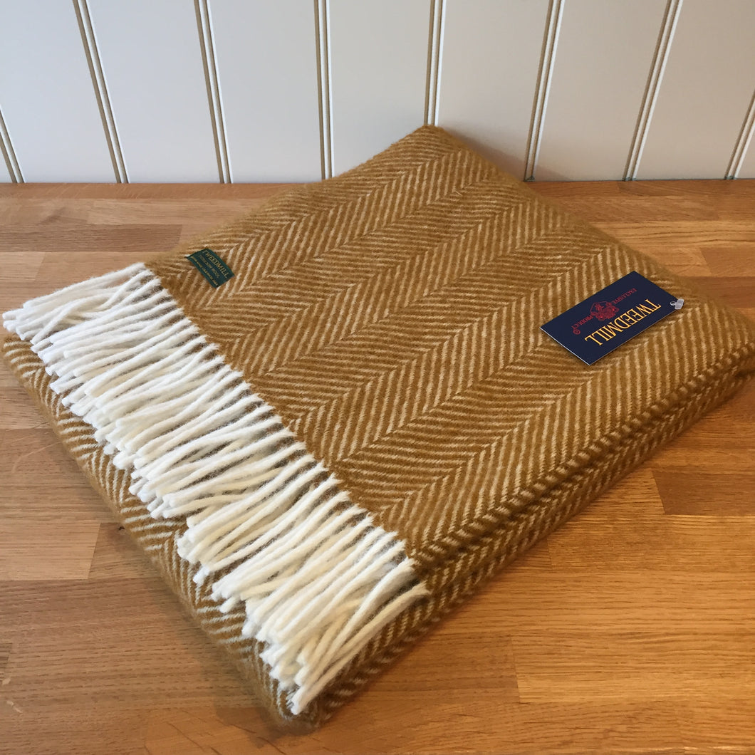 Tweedmill English Mustard Knee Rug / Small Throw Pure New Wool