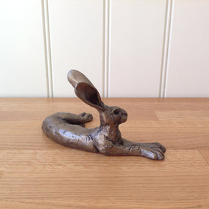 Honey Hare Lying Bronze Frith Sculpture By Paul Jenkins