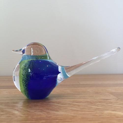 Svaja Basil Bird Blue/Green Glass Ornament Paperweight