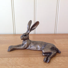 Load image into Gallery viewer, Harvey Hare Lying Bronze Frith Sculpture By Paul Jenkins