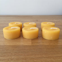 Load image into Gallery viewer, 100% Natural Pure Beeswax 3 hour Tea Lights x Set of 6