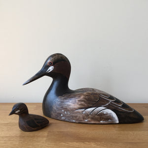 Archipelago Little Grebe With Chick Wood Carving