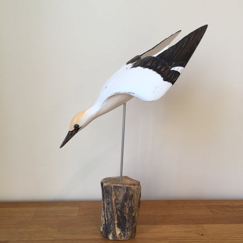 Archipelago Gannet Diving Wood Carving