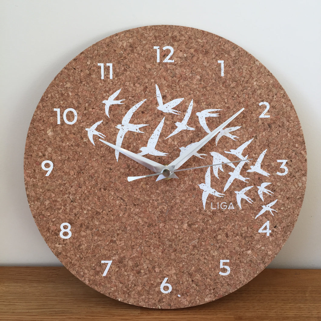 Cork Clock Swallows