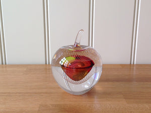 Svaja Forbidden Fruit Paperweight Red/Gold Bubbles Glass Ornament