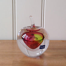 Load image into Gallery viewer, Svaja Forbidden Fruit Paperweight Red/Gold Bubbles Glass Ornament
