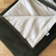 Load image into Gallery viewer, Tweedmill Olive Faux Fur Throw with Stone Suede Backing