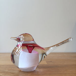 Svaja Basil Bird White/Cherry Glass Ornament Paperweight