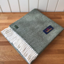 Load image into Gallery viewer, Tweedmill Olive Fishbone Knee Rug / Small  Blanket Throw Pure New Wool