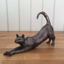 Load image into Gallery viewer, James Cat Stretching Bronze Frith Sculpture By Paul Jenkins