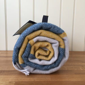 Tweedmill Polo Picnic Rug with Waterproof Backing and Carry Strap - Block Check Ink & Yellow