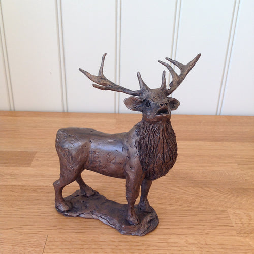 Stag Bolving Bronze Frith Sculpture By Thomas Meadows