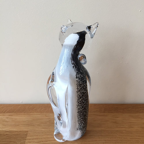 Svaja Camilla Cat Black/White Medium Glass Ornament Paperweight
