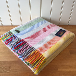 Tweedmill Rainbow Grey Stripe Throw Pure New Wool Blanket