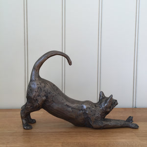 James Cat Stretching Bronze Frith Sculpture By Paul Jenkins