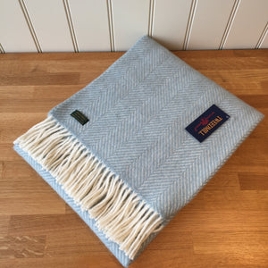 Tweedmill Duck Egg Fishbone Knee Rug / Small  Blanket Throw Pure New Wool