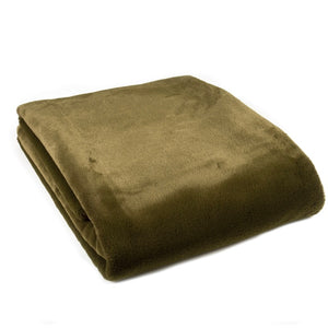 Tweedmill Olive Faux Fur Throw with Stone Suede Backing