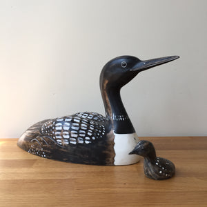 Archipelago Great Northern Diver With Chick Wood Carving