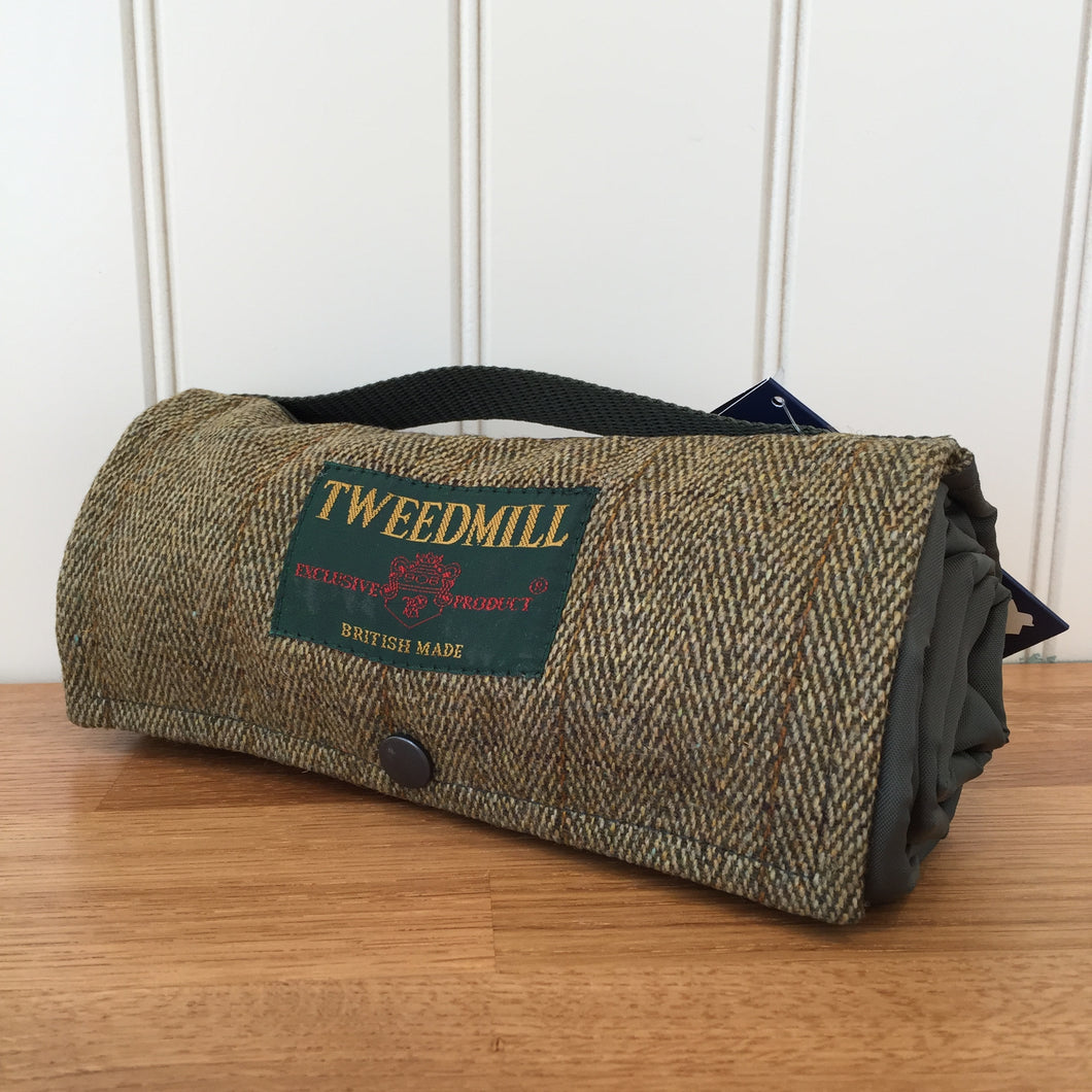 Tweedmill Walker Companion Picnic Rug Waterproof Backed - Olive Tweed Small