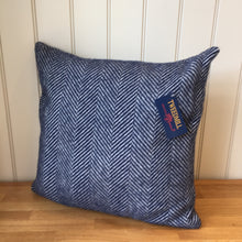 Load image into Gallery viewer, Tweedmill Fishbone Cushion Navy Pure New Wool