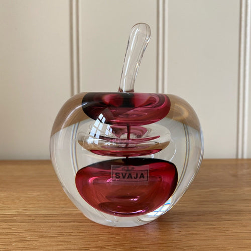 Svaja Forbidden Fruit Paperweight Red Glass Ornament
