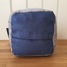 Load image into Gallery viewer, Tweedmill Tweed Square Door Stop - Silver Check/Herringbone Silver