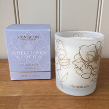Load image into Gallery viewer, Stoneglow Scented Candle Day Flower New Collection White Linen &amp; Cotton