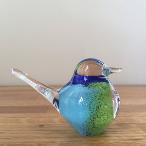 Svaja Basil Bird Blue/Green Glass Ornament Paperweight