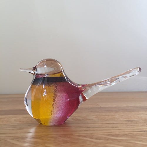 Svaja Basil Bird Cherry/Amber Glass Ornament Paperweight