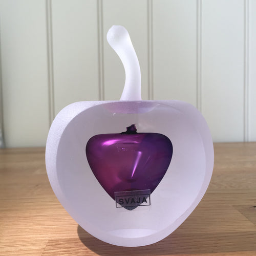 Svaja Forbidden Fruit Paperweight Violet Frosted Glass Ornament
