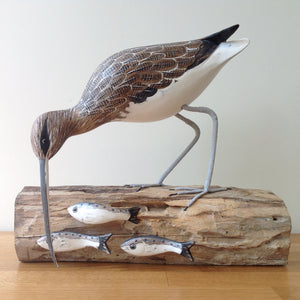 Archipelago Curlew Fishing Wood Carving