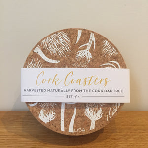 Cork Thistle Coasters Set Of 4