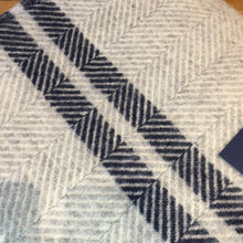 Load image into Gallery viewer, Tweedmill Fishbone 2 Stripe Throw - Silver Grey/Navy Blanket Pure New Wool