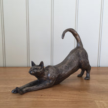 Load image into Gallery viewer, James Cat Stretching Bronze Frith Sculpture By Paul Jenkins