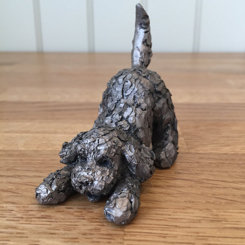 Mischief Cockapoo Playing Bronze Frith Sculpture By Adrian Tinsley MINIMA