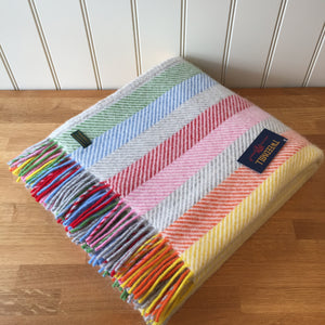 Tweedmill Rainbow Grey Stripe Throw Pure New Wool Blanket