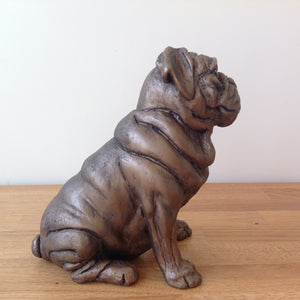Rocky Pug Bronze Frith Sculpture By Harriet Dunn