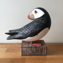 Load image into Gallery viewer, Archipelago Puffin Preening Wood Carving