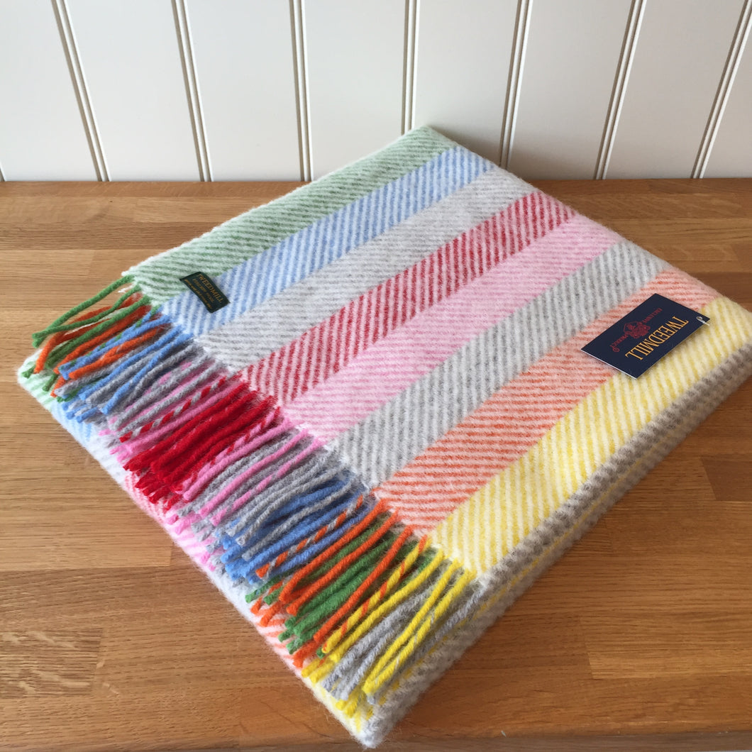 Tweedmill Rainbow Grey Knee Rug / Small  Blanket Throw Pure New Wool