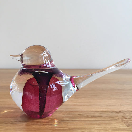 Svaja Basil Bird Pink Glass Ornament Paperweight