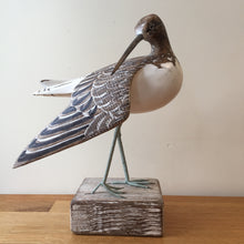 Load image into Gallery viewer, Archipelago Green Sandpiper Preening Wood Carving