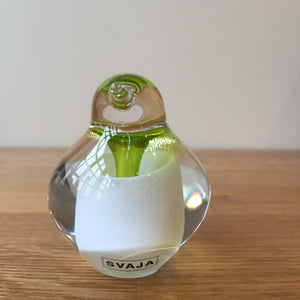 Svaja Basil Bird White/Lime Glass Ornament Paperweight