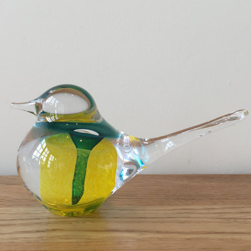 Svaja Basil Bird Yellow Glass Ornament Paperweight