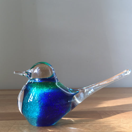 Svaja Basil Bird Teal/Blue Glass Ornament Paperweight