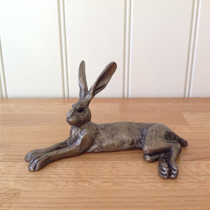 Harvey Hare Lying Bronze Frith Sculpture By Paul Jenkins