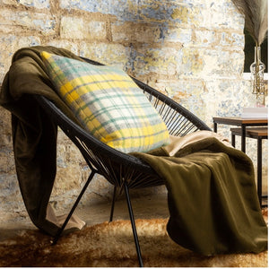 Tweedmill Olive Faux Fur Throw with Stone Suede Backing