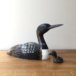 Archipelago Great Northern Diver With Chick Wood Carving