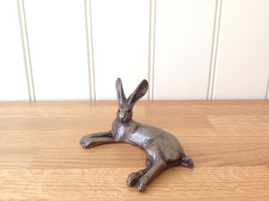 Honey Hare Lying Bronze Frith Sculpture By Paul Jenkins