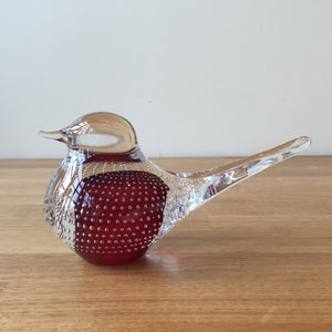 Svaja Basil Bird Big Bubbles Pink Glass Ornament Paperweight